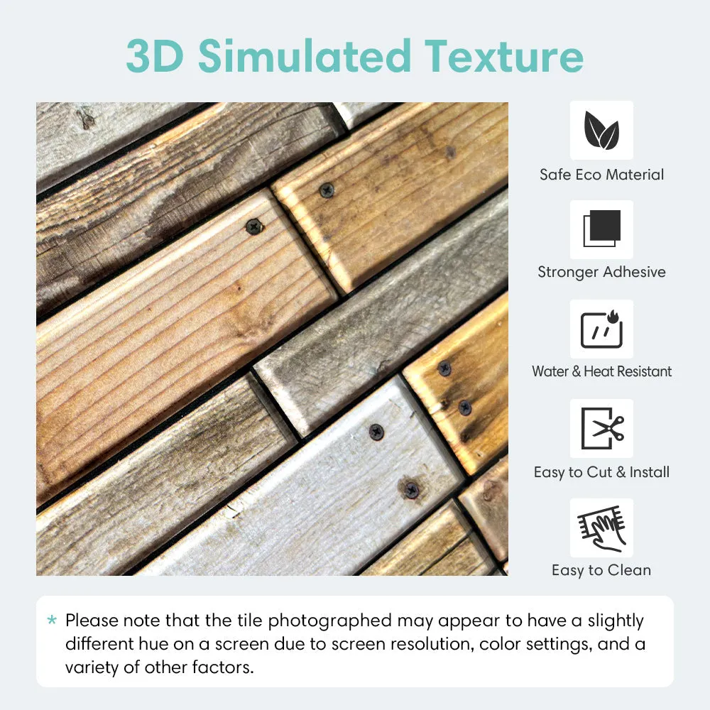 3D Narrow Striped Wood Peel and Stick Wall Tile
