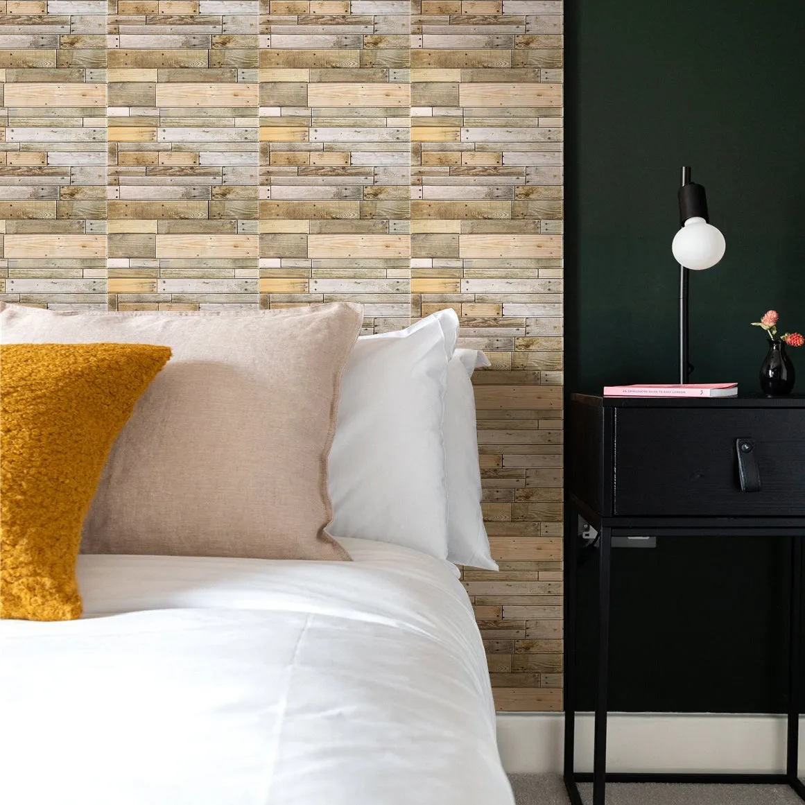 3D Narrow Striped Wood Peel and Stick Wall Tile