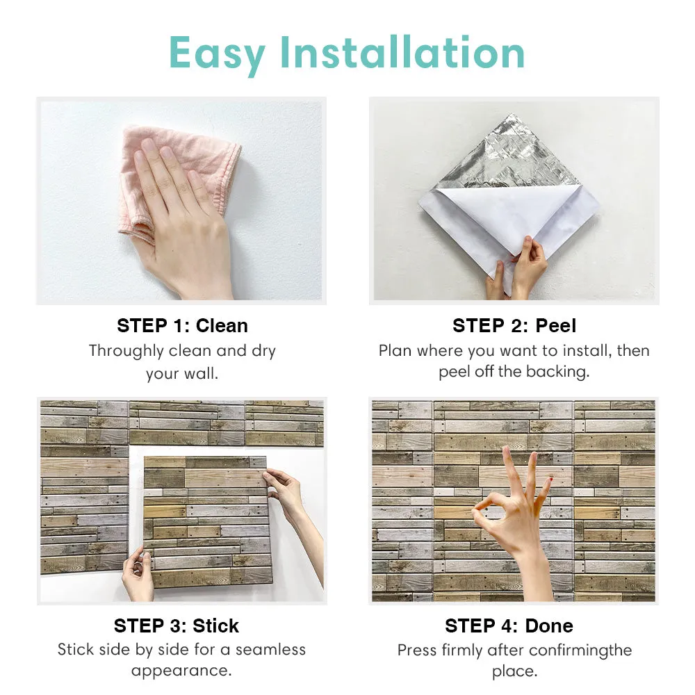 3D Narrow Striped Wood Peel and Stick Wall Tile