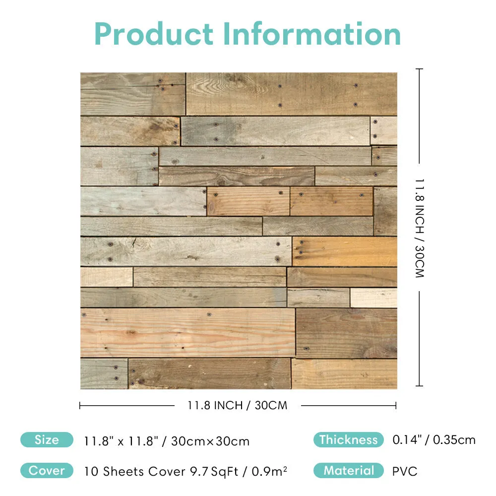 3D Narrow Striped Wood Peel and Stick Wall Tile