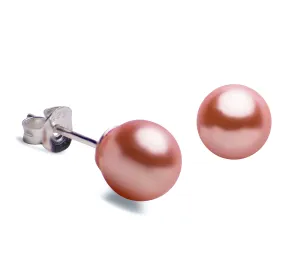 8 mm Peach Pearl Earrings