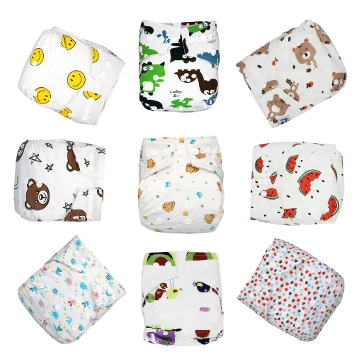 9pcs/set Baby Bamboo Ecological Eco-Friendly Reusable Cloth Adjustable Nappies