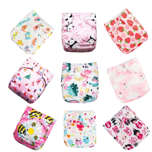 9pcs/set Baby Bamboo Ecological Eco-Friendly Reusable Cloth Adjustable Nappies