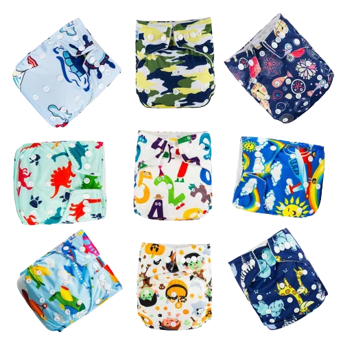 9pcs/set Baby Bamboo Ecological Eco-Friendly Reusable Cloth Adjustable Nappies
