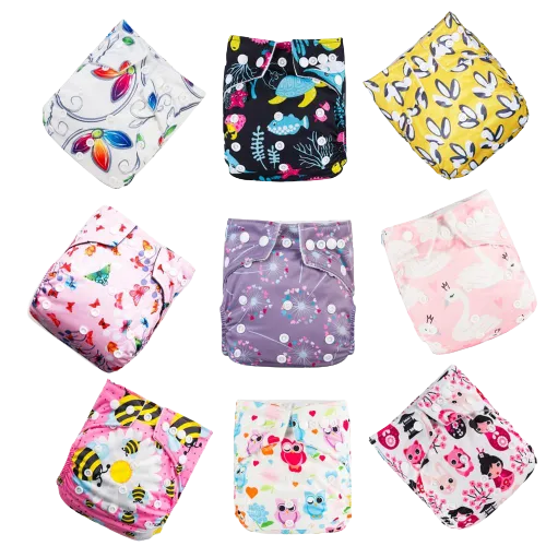 9pcs/set Baby Bamboo Ecological Eco-Friendly Reusable Cloth Adjustable Nappies