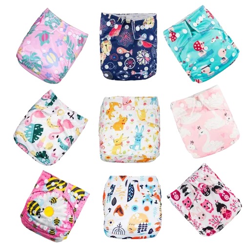 9pcs/set Baby Bamboo Ecological Eco-Friendly Reusable Cloth Adjustable Nappies