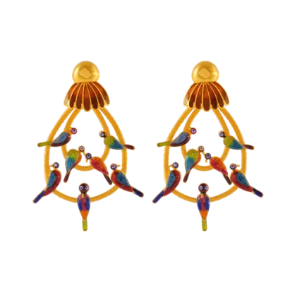 Beautiful 22k Gold Earrings Designed With Delicate Bird Details