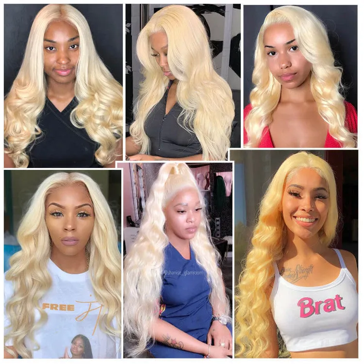 Body Wave 613 Blonde Color Bundles with 13x4 Lace Frontal Human Virgin Hair Pack