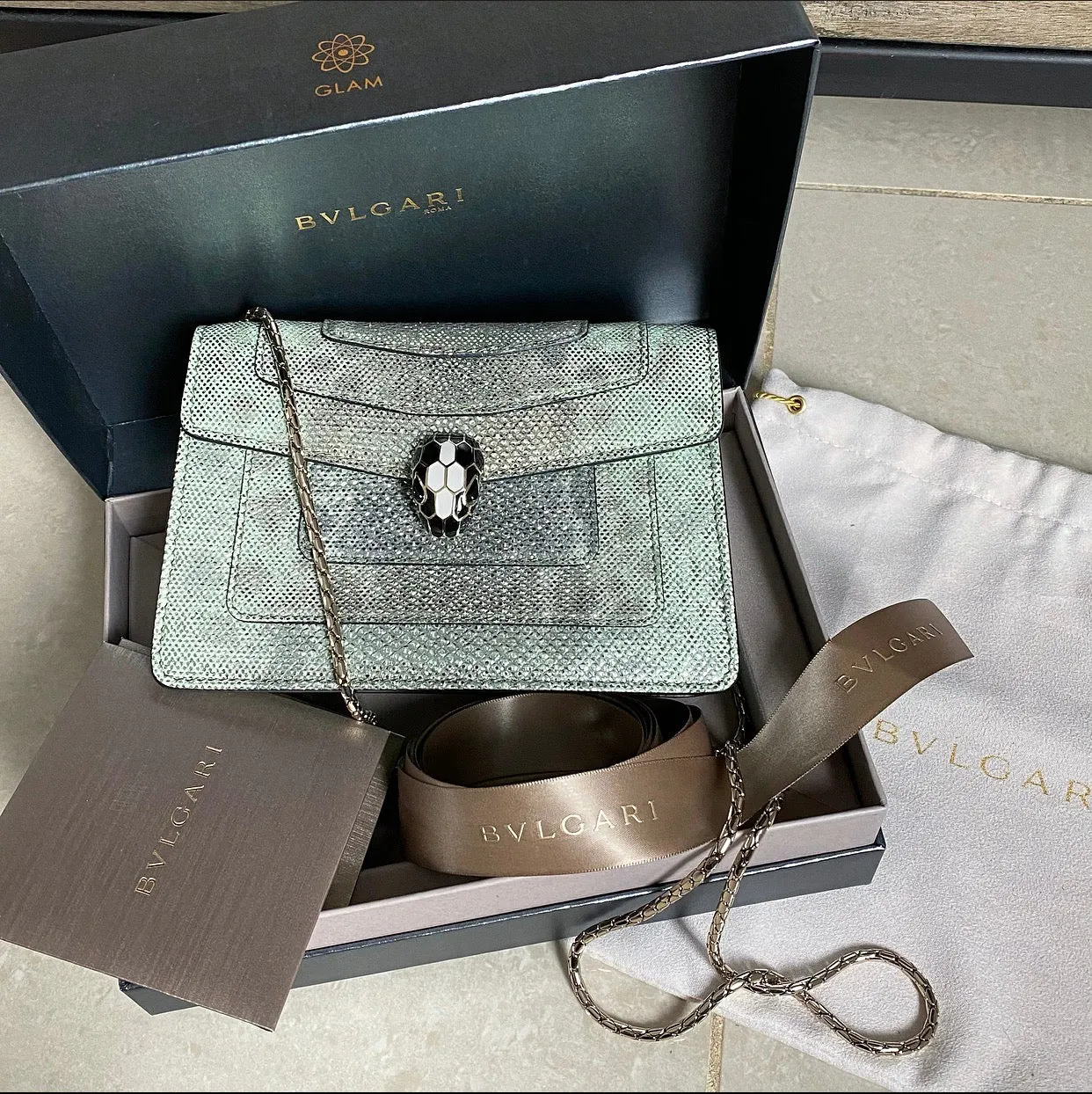 Bulgari Mini Metallic Green Serpenti Forever Crossbody Bag