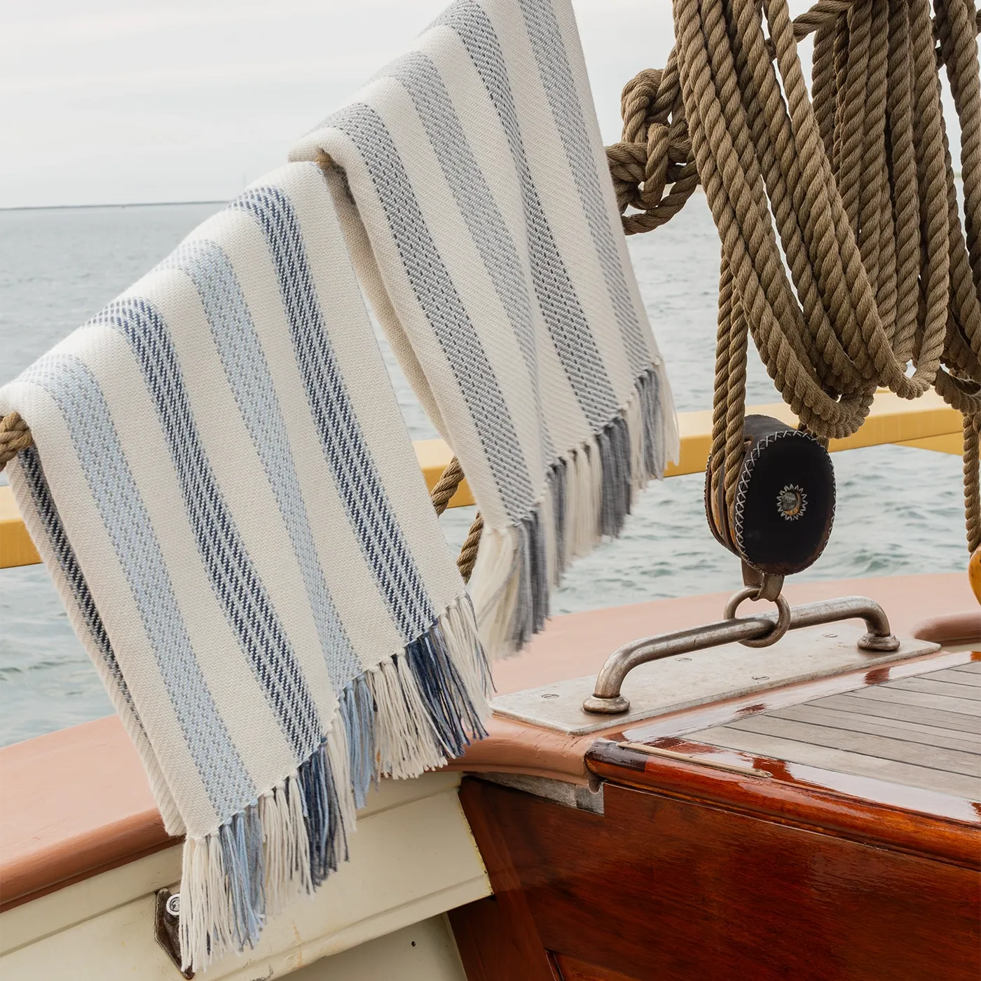 Buoy Blue Handwoven Alpaca Throw