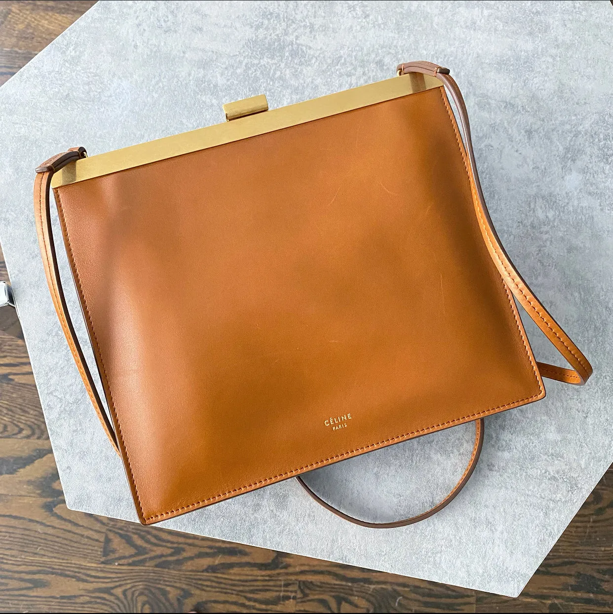 Celine Caramel Smooth Calfskin Mini Clasp Bag