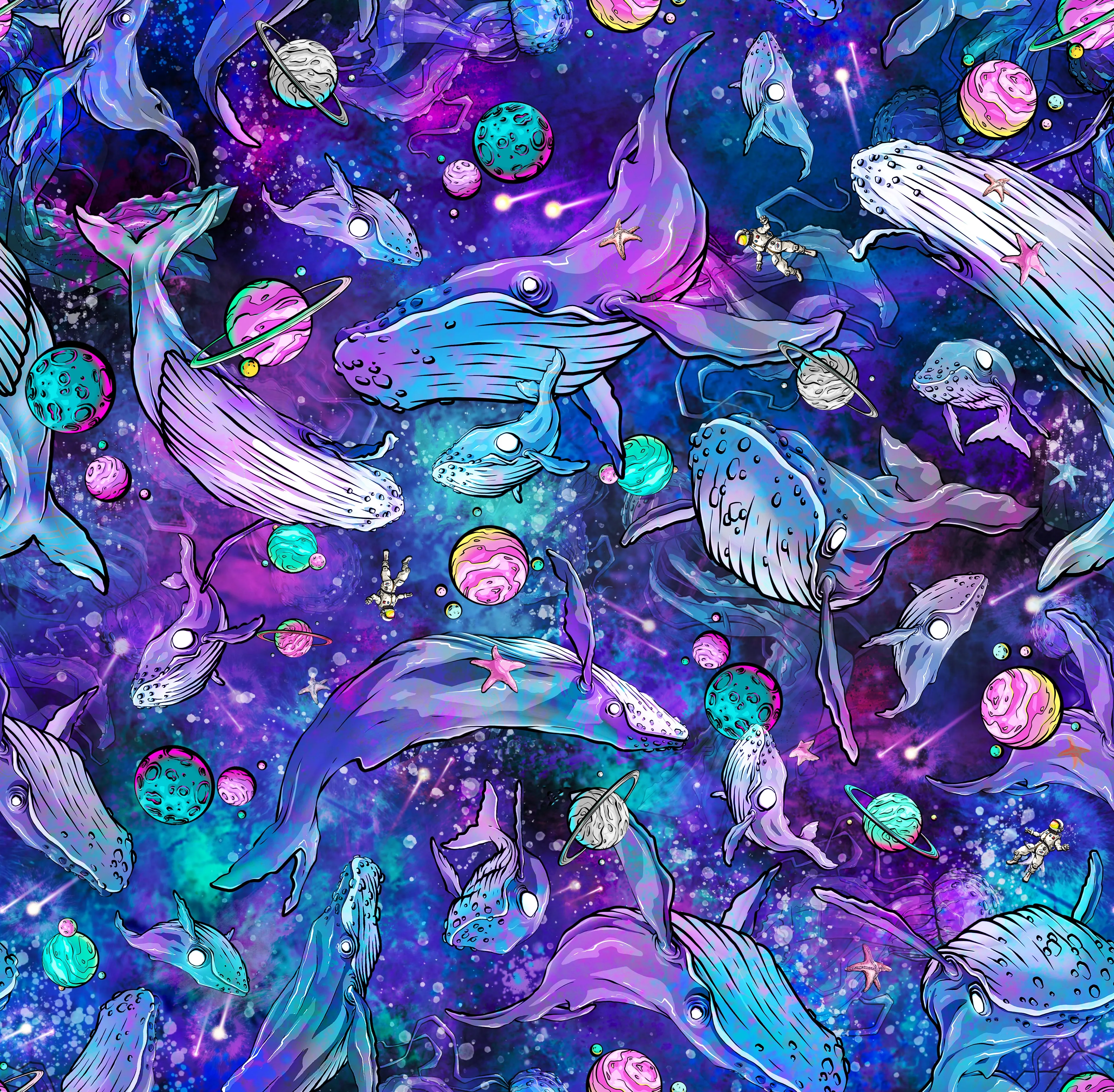 Eco-Friendly Cosmic Whale Shorts