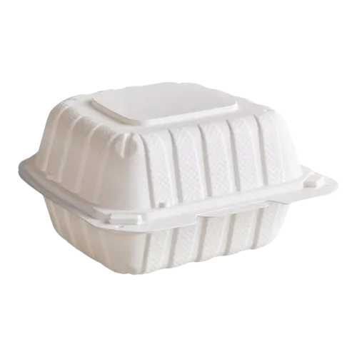 Ecopax Mineral-Filled 1 Comp Plastic Hinged Take-Out Container White 6" x 6"  - 250/Case