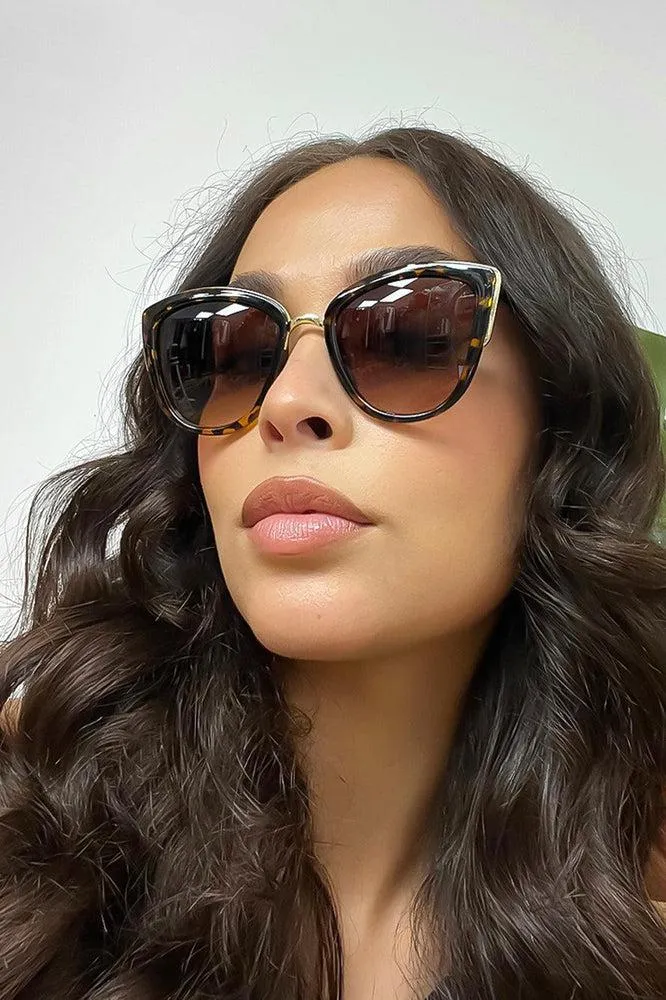 Gold Metal Details Cat Eye Sunglasses
