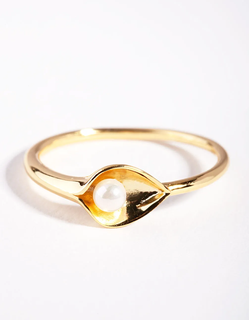 Gold Plated Sterling Silver Pearl Cup Ring