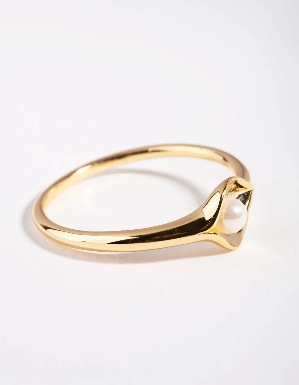 Gold Plated Sterling Silver Pearl Cup Ring