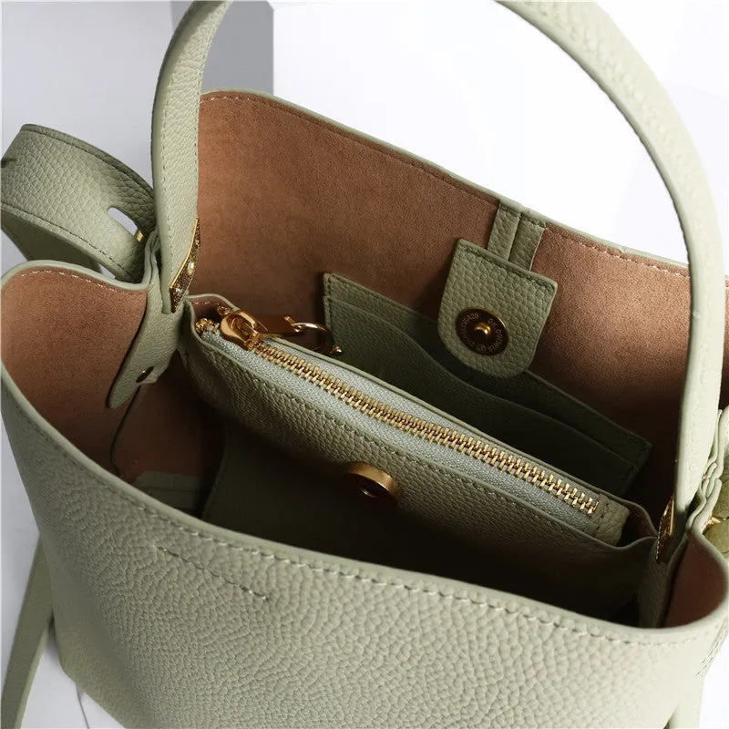 Leather Bucket Tote Bag