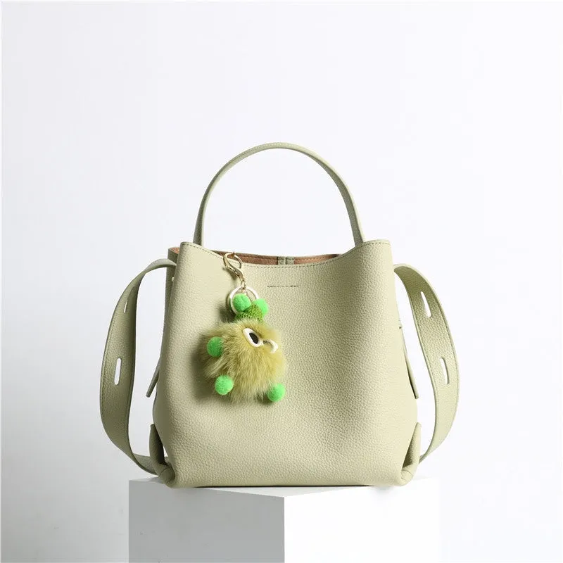 Leather Bucket Tote Bag