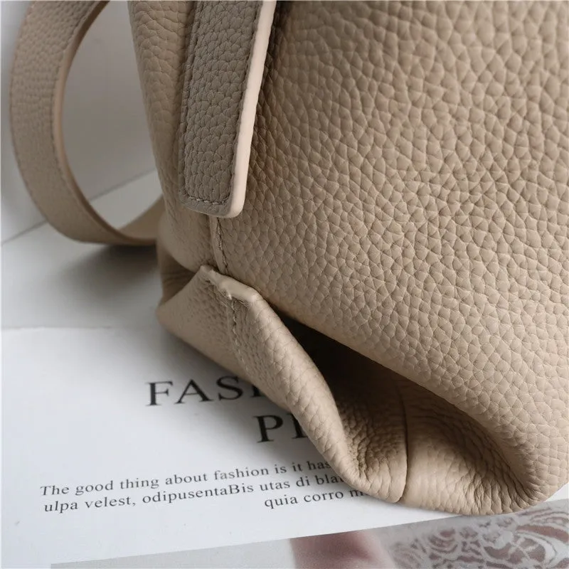 Leather Bucket Tote Bag