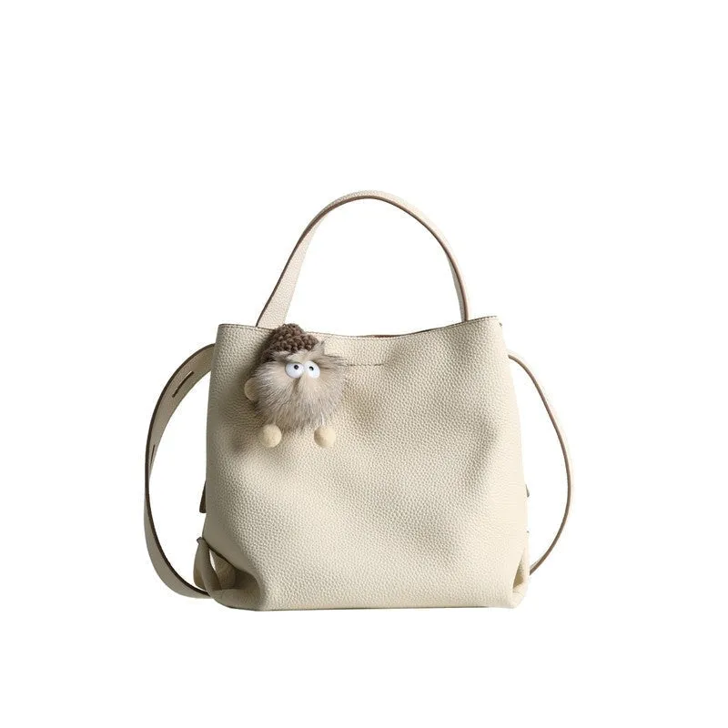 Leather Bucket Tote Bag