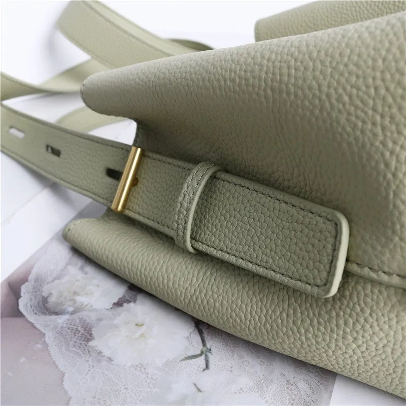 Leather Bucket Tote Bag