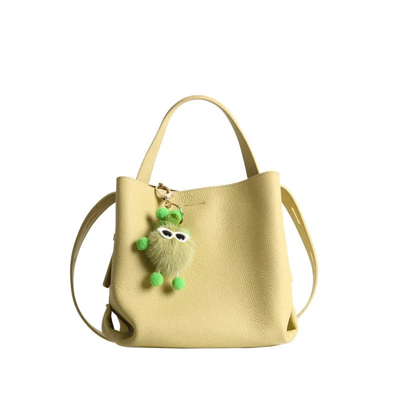 Leather Bucket Tote Bag