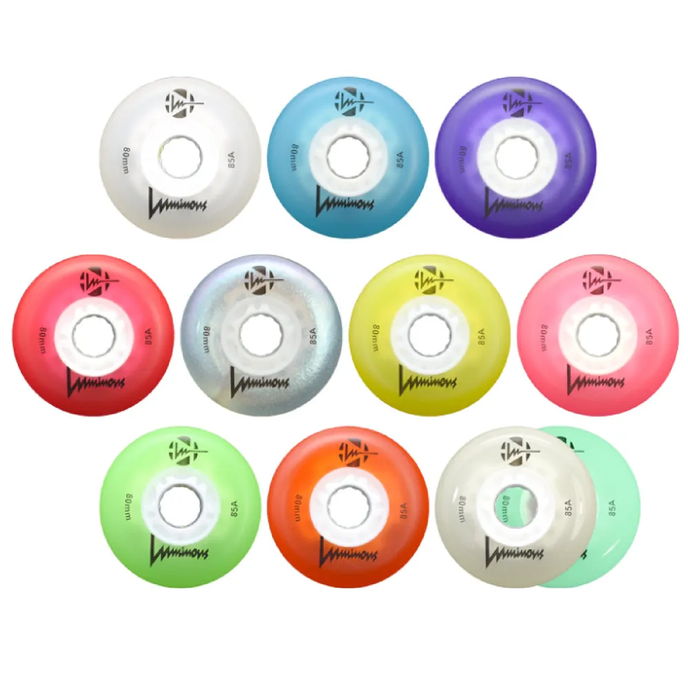Luminous 80mm Light Up Inline Skate Wheels - 4 pack