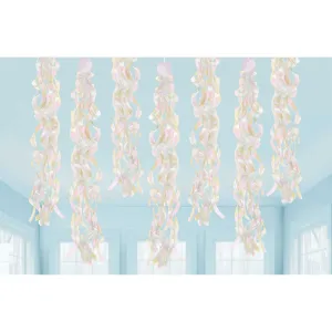 Luminous Birthday Iridescent Swirls Hanging Decorations 86cm 10pk