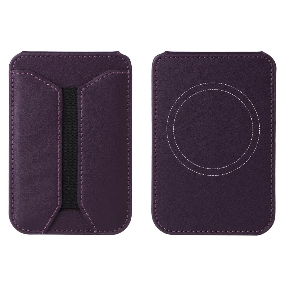 Magnetic MagSafe Leather Wallet Credit Card Holder   Kickstand Stand - Dark Purple