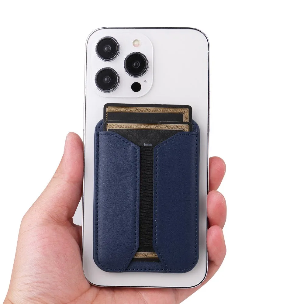Magnetic MagSafe Leather Wallet Credit Card Holder   Kickstand Stand - Dark Purple
