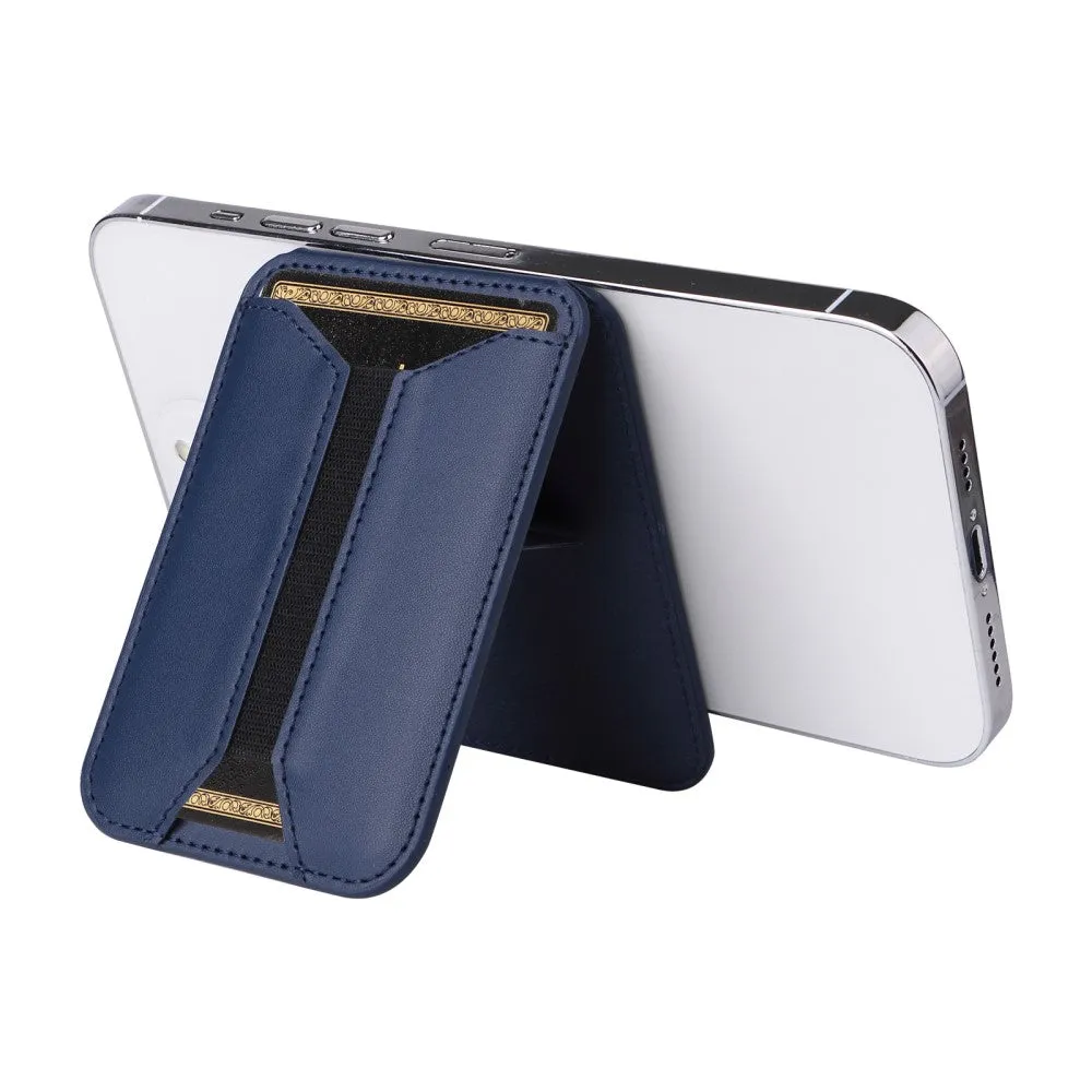 Magnetic MagSafe Leather Wallet Credit Card Holder   Kickstand Stand - Dark Purple