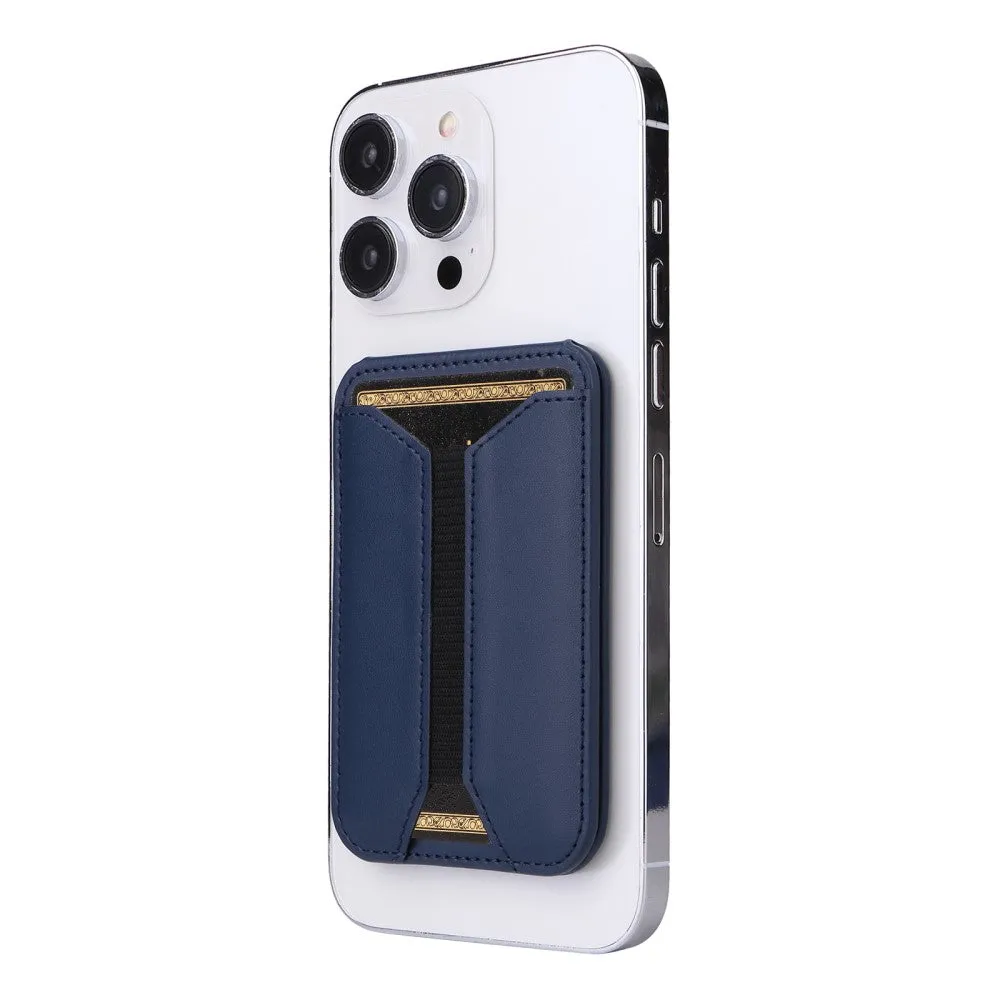 Magnetic MagSafe Leather Wallet Credit Card Holder   Kickstand Stand - Dark Purple