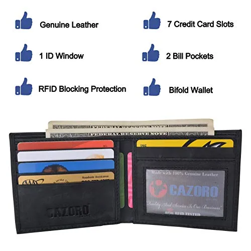 Mens Slim Bifold Wallet RFID Blocking Front Pocket Wallets for Men USA Stars & Stripes Minimalist