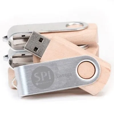 Metal Swivel Wooden USB Flash Drive
