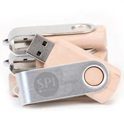 Metal Swivel Wooden USB Flash Drive