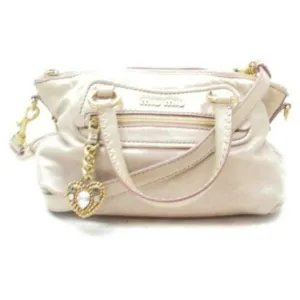 Miu Miu Vitello Lux Crystal Heart Pink Leather Two Way Satchel Cross Body Bag