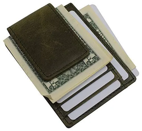 Money Clip Leather Wallet For Men Slim Front Pocket RFID Blocking with Super Strong Magnetic RFID910EHU