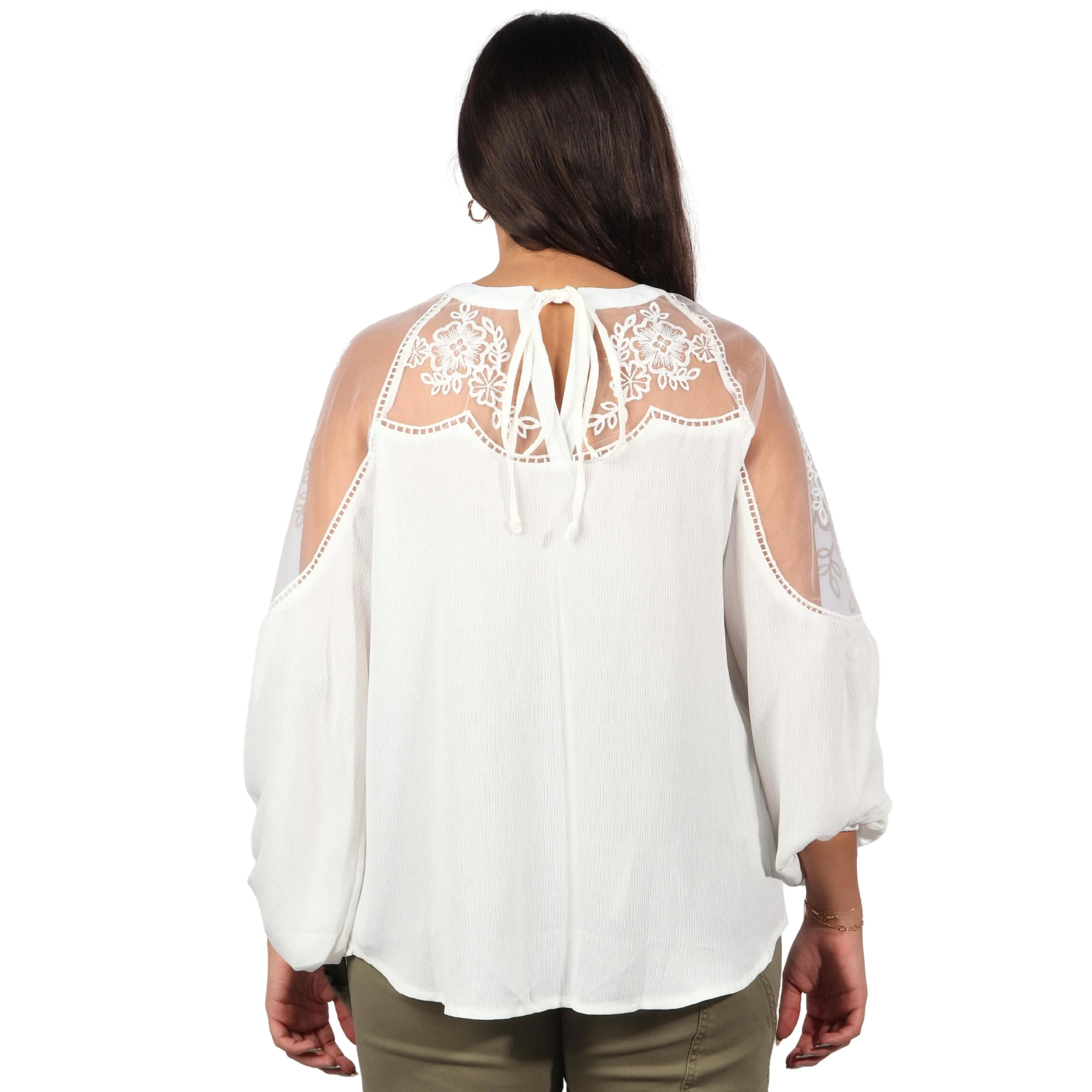 Mousline Details Long Sleeve Blouse