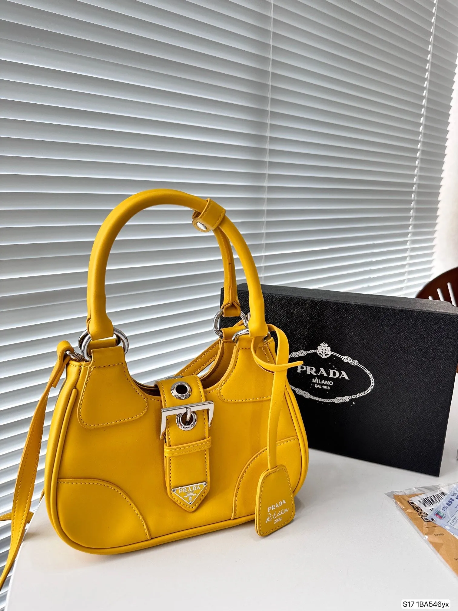 PD259 Moon Re-Nylon and Leather Bag / 8.6x6.3x2.7inch