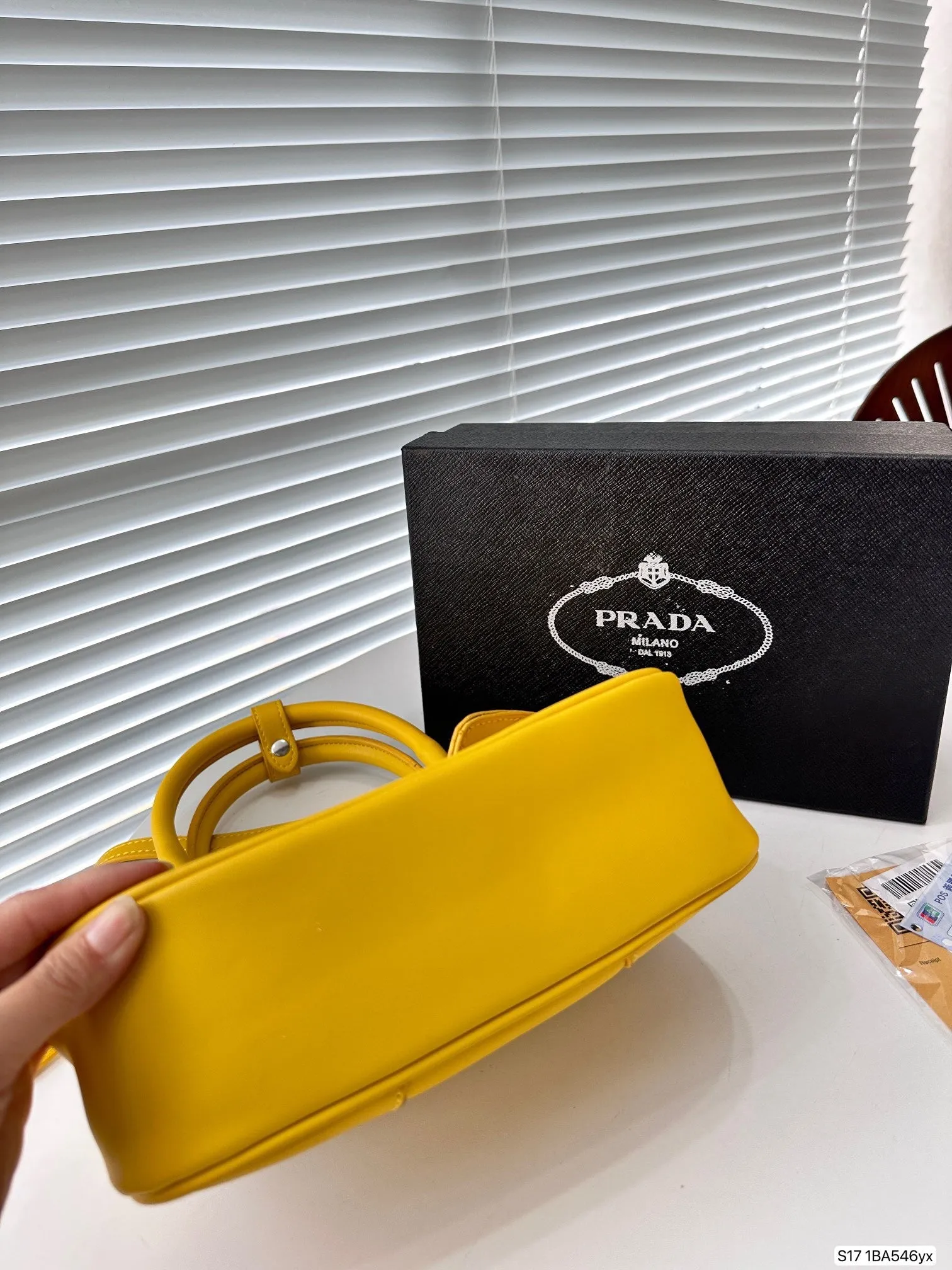 PD259 Moon Re-Nylon and Leather Bag / 8.6x6.3x2.7inch