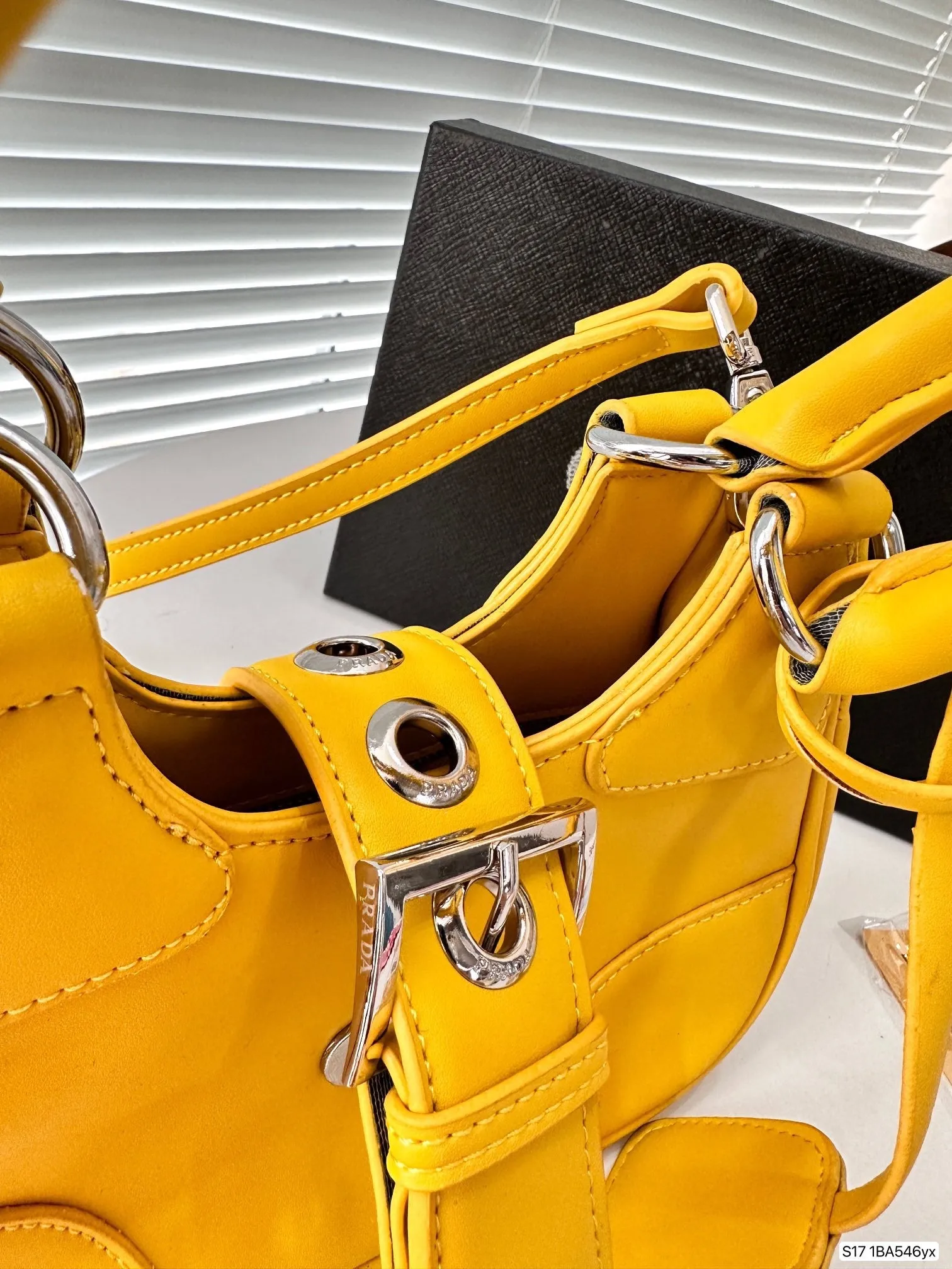 PD259 Moon Re-Nylon and Leather Bag / 8.6x6.3x2.7inch