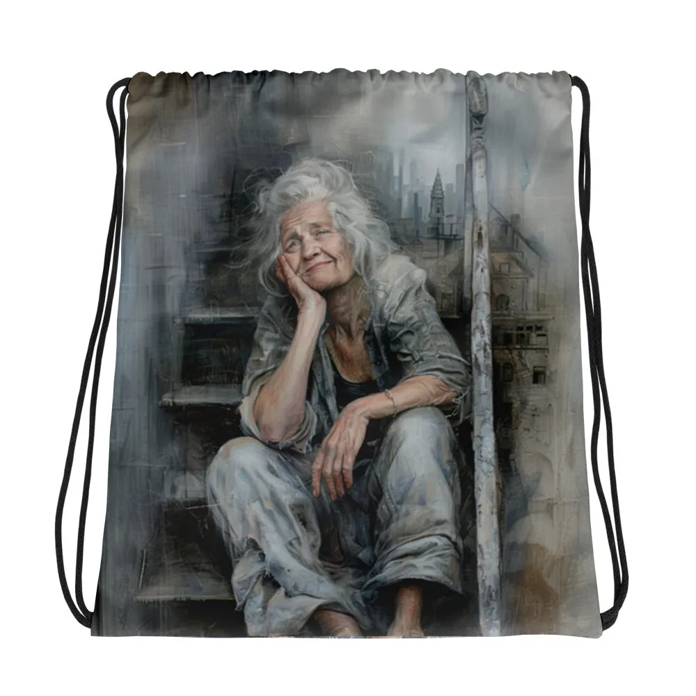 Peaceful Upset Drawstring bag