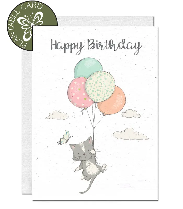 Plantable Birthday Card - The Adventurous Kitten
