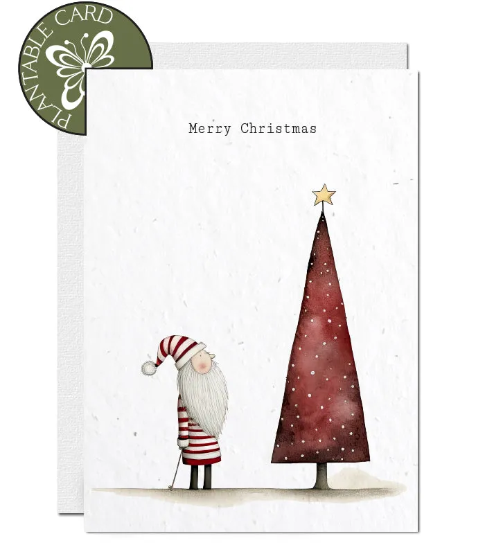Plantable Christmas Card - Santa and Red Tree