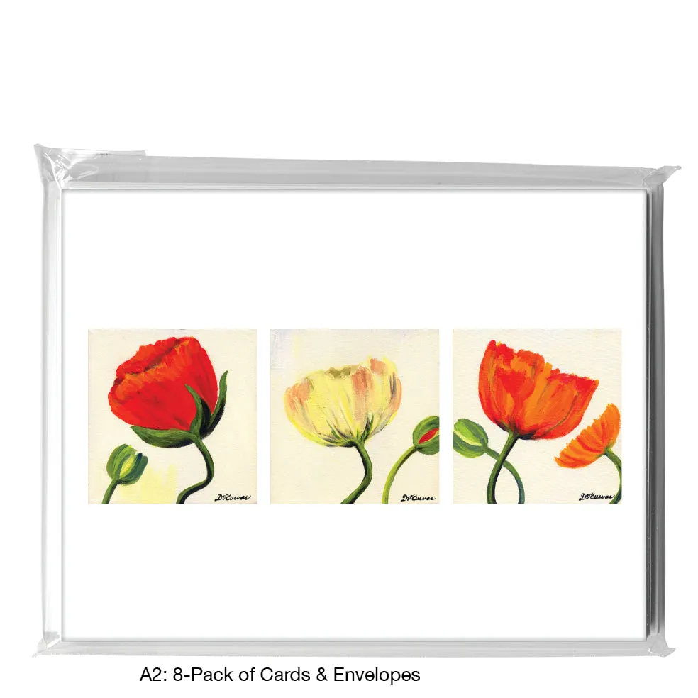 Poppy On White Trio, Greeting Card (7492D)
