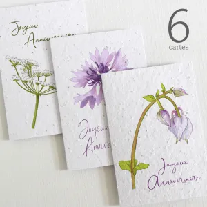 Set of 6 Plantable Birthday Cards - Botanica