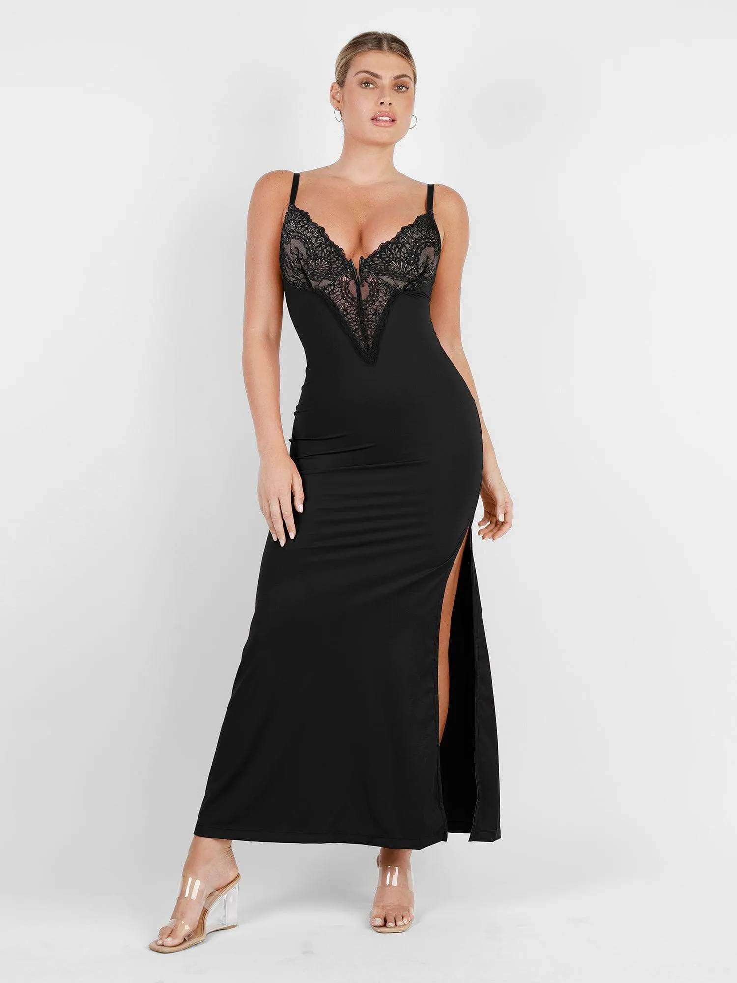 Shapewear Lace Dress Sheer Mesh Cover-Up Set