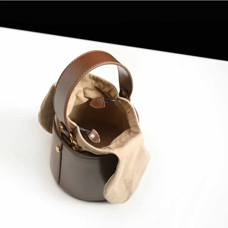 Small Cute Womens Bucket Bag Leather Handbags Crossbody Bags for Women
