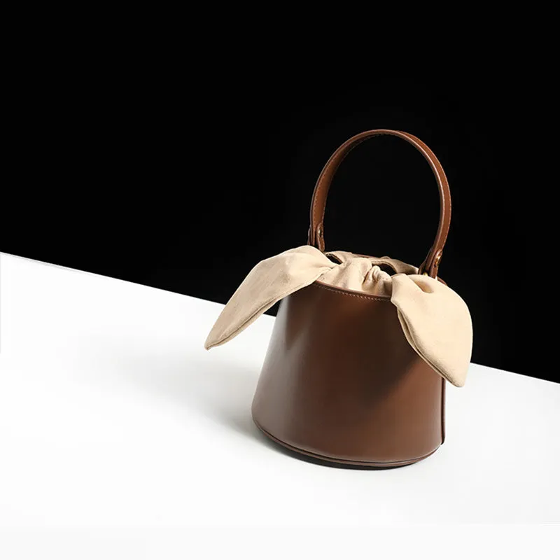 Small Cute Womens Bucket Bag Leather Handbags Crossbody Bags for Women