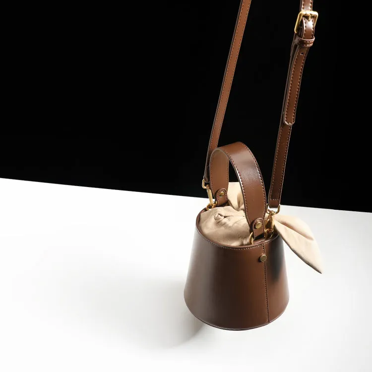 Small Cute Womens Bucket Bag Leather Handbags Crossbody Bags for Women